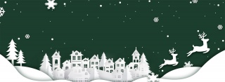 圣诞麋鹿雪花绿色剪纸背景banner