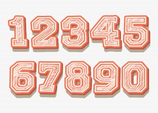红色数字立体字