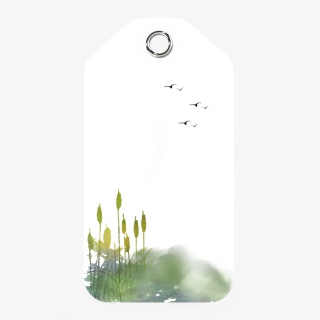 中国风水墨植物标签png