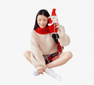 居家圣诞美女