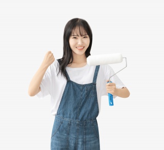 青年女性欢乐装修加油形象