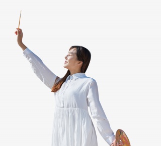 文艺清新美女油画写