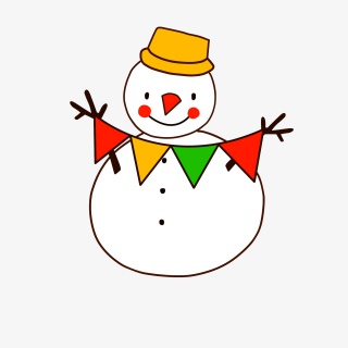 卡通雪人彩带插画