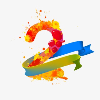 水彩喷溅数字2
