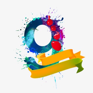 水彩喷溅数字9