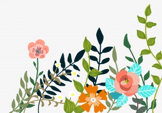 手绘卡通彩色叶子鲜花设计