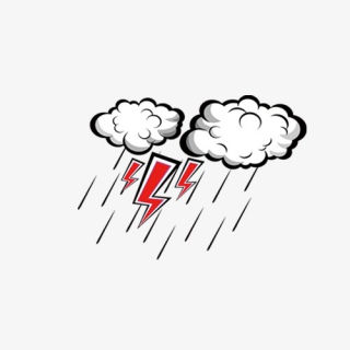 卡通手绘白云下雨打雷