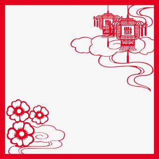 春节新年中国风红色矢量边框