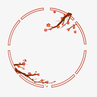 红色的圆形边框插画