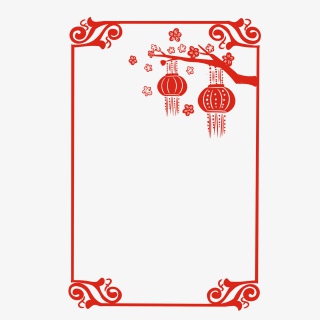 手绘新年红灯笼边框