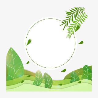 春天绿色植物剪纸边框元素设计