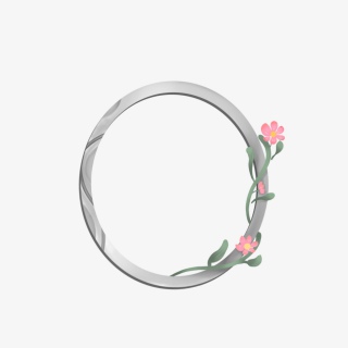 花朵金属银质圆框元素