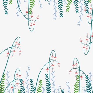 夏植物边框小清新手绘插画PNG免抠