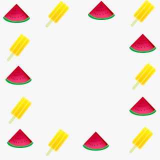 夏天暖色扁平冰棍西瓜边框png