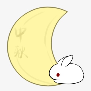 卡通月牙兔子边框手绘插画