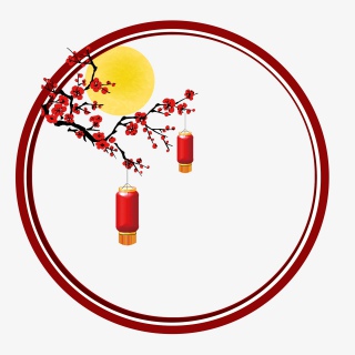 新年过节红色灯笼国潮复古框过年元旦