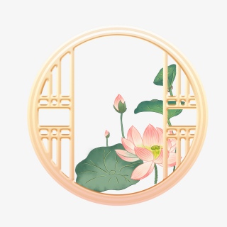 金色新年门窗门框边框装饰背景荷花