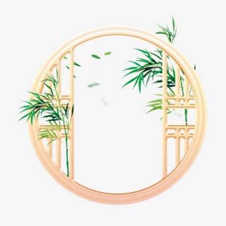 金色新年门窗门框边框装饰背景树枝竹子