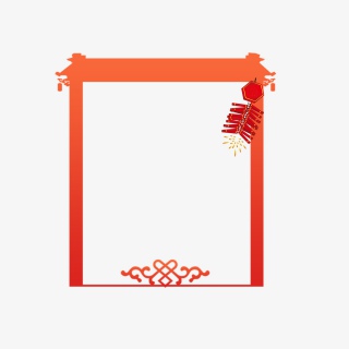 春节门框房子鞭炮花纹祥云背景装饰