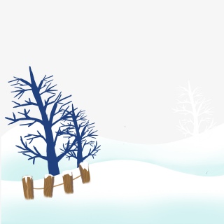 雪地上的枯败树干