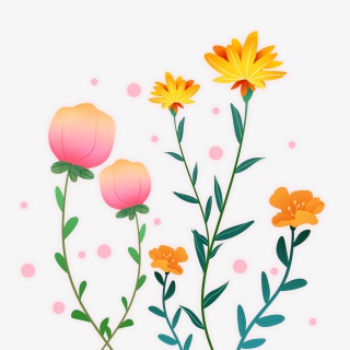 春天春暖花开文艺清新扁平可爱装饰