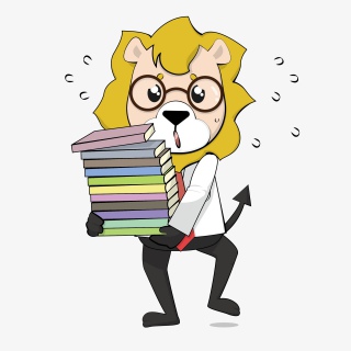搬书的戴眼镜上班族小狮子元素素材PNG图片