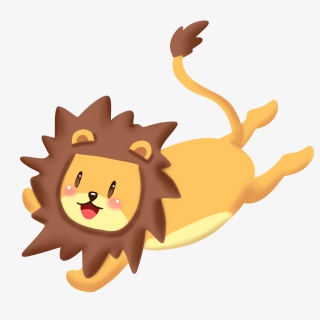 趴着卖萌的小狮子插画