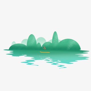 清明节绿色扁平山水png雨季