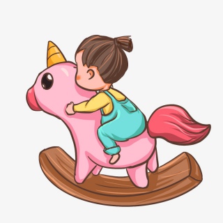 六一儿童节骑木马的小女生