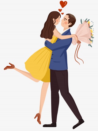 情人节黄色卡通插画人物