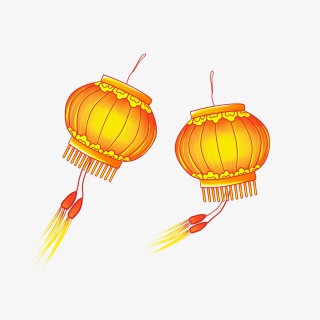 国潮手绘灯笼装饰插画海报背景元素、