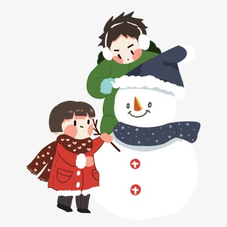 冬天堆雪人的孩子
