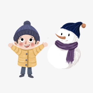 冬天的孩子和雪人