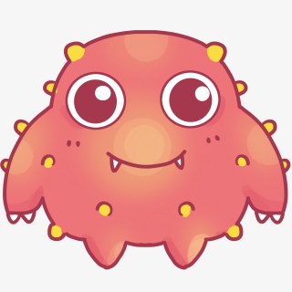 红色卡通细菌病毒