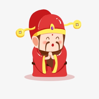 卡通手绘喜庆财神财神爷红色系