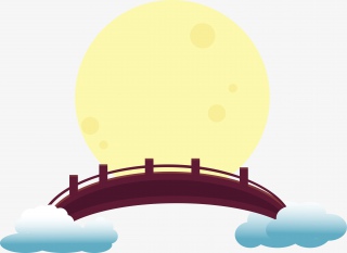 手绘卡通桥七夕中秋佳节