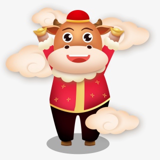 2021卡通牛年喜庆可爱元素