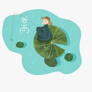 二十四节气春天春雨池塘垂钓PNG