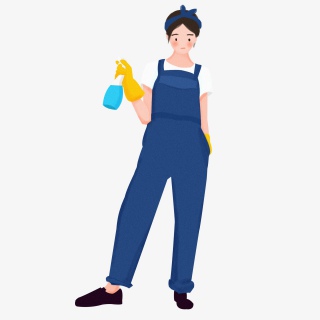 五一劳动节可爱清洁工人插画素材