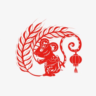剪纸风节日风鼠年元素