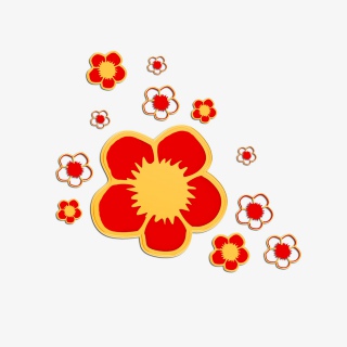2021牛年新年红色国潮金色花朵装饰