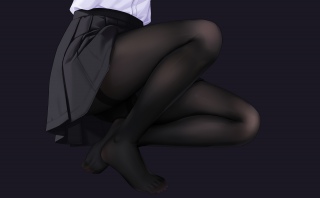 动漫美女裙子黑色连裤袜6k桌面壁纸