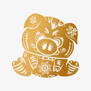 2019新年手绘卡通剪纸猪
