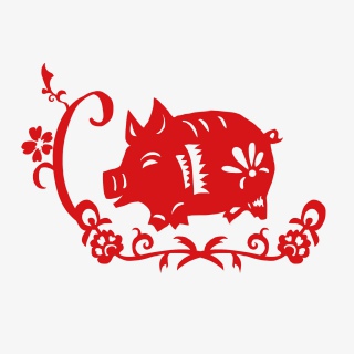 2019年剪纸中国风金猪