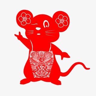 红色剪纸鼠年老鼠免抠素材