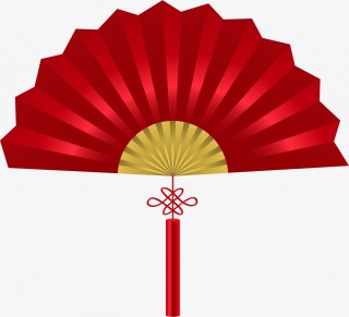 新年红色元素扇子