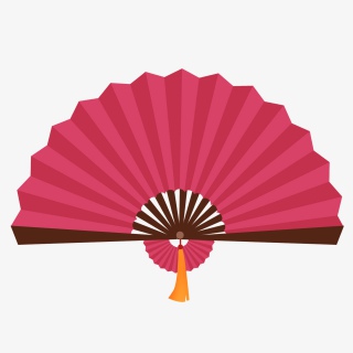 国庆节中国风古代红色卡通折扇素材