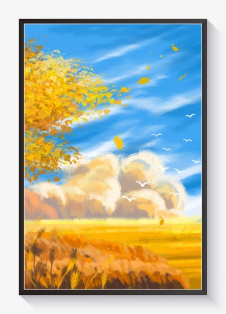 秋天风景插画背景