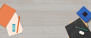 简约办公桌文具木板纹理背景海报