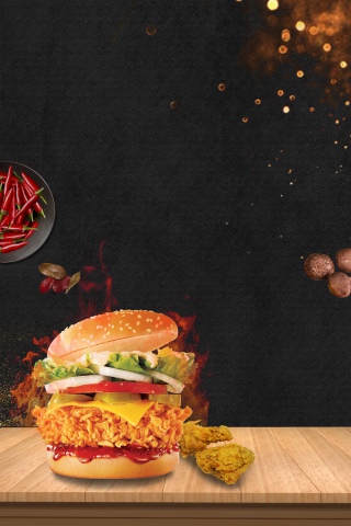 创意美食汉堡背景合成